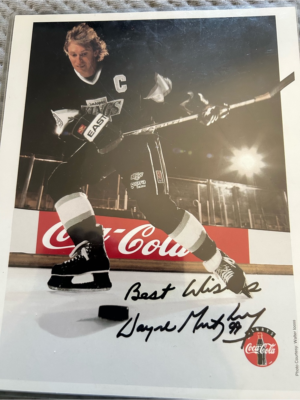 NHL Wayne Gretzky Signed Los Angeles Kings Coca-Cola Photo giveaway no COA as is